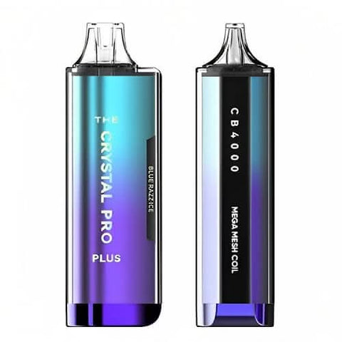 Pack of 3 The Crystal Pro Plus 4000 Disposable Vape Pod Device - 20MG - Eliquid Base-Blue Razz Ice