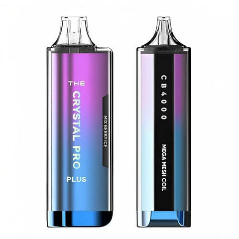 Pack of 3 The Crystal Pro Plus 4000 Disposable Vape Pod Device - 20MG - Eliquid Base-Mix Berry Ice