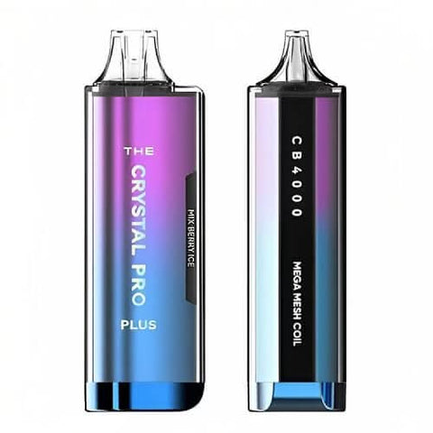 Pack of 3 The Crystal Pro Plus 4000 Disposable Vape Pod Device - 20MG - Eliquid Base-Mix Berry Ice