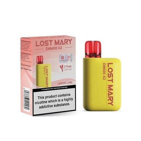 Pack of 5 Lost Mary DM600 Disposable Pod Device - 1200Puffs - Eliquid Base-Lemon Lime
