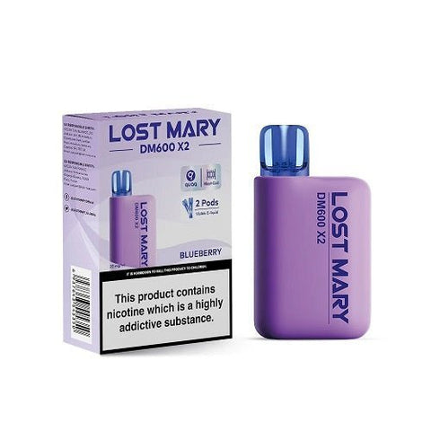 Pack of 5 Lost Mary DM600 Disposable Pod Device - 1200Puffs - Eliquid Base-Blueberry