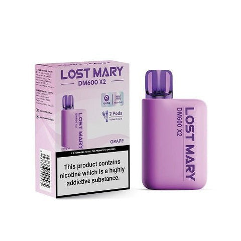Pack of 5 Lost Mary DM600 Disposable Pod Device - 1200Puffs - Eliquid Base-Grape