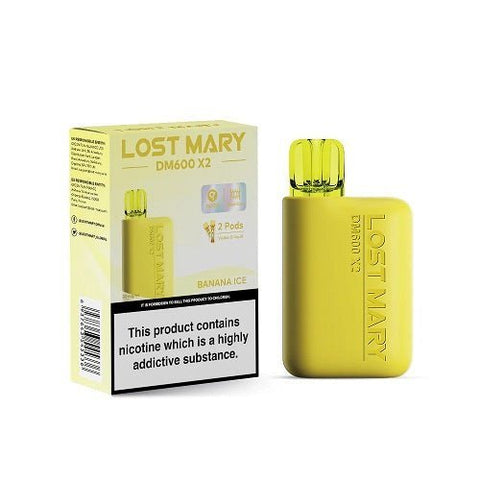 Pack of 5 Lost Mary DM600 Disposable Pod Device - 1200Puffs - Eliquid Base-Banana Ice