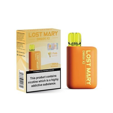 Pack of 5 Lost Mary DM600 Disposable Pod Device - 1200Puffs - Eliquid Base-Triple Mango