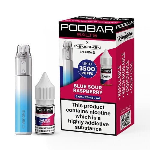 Podbar Salts + Innokin Endura S1 Pod Kit - Twin Pack - Pack of 5 -Blue Sour Raspberry