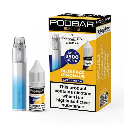 Podbar Salts + Innokin Endura S1 Pod Kit - Twin Pack - Pack of 5 -Blue Razz Lemonade
