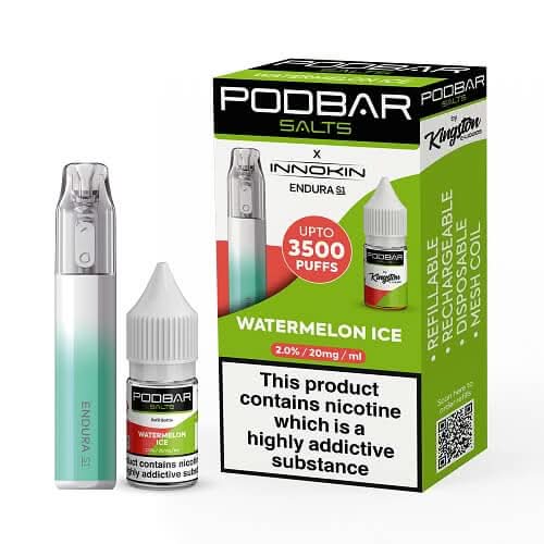 Podbar Salts + Innokin Endura S1 Pod Kit - Twin Pack - Pack of 5 -Watermelon Ice