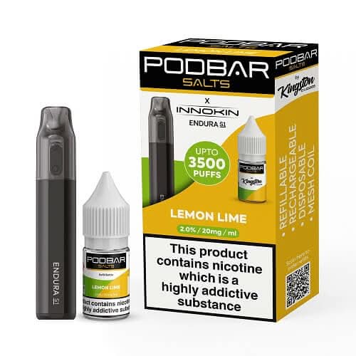 Podbar Salts + Innokin Endura S1 Pod Kit - Twin Pack - Pack of 5 -Lemon Lime