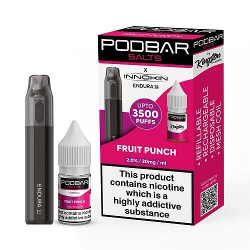 Podbar Salts + Innokin Endura S1 Pod Kit - Twin Pack - Pack of 5 -Fruit Punch