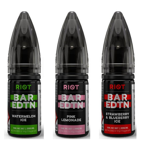 Riot Bar EDTN 10ml Nic Salt E-Liquid - Pack of 10 - Eliquid Base-Blueberry Sour Raspberry