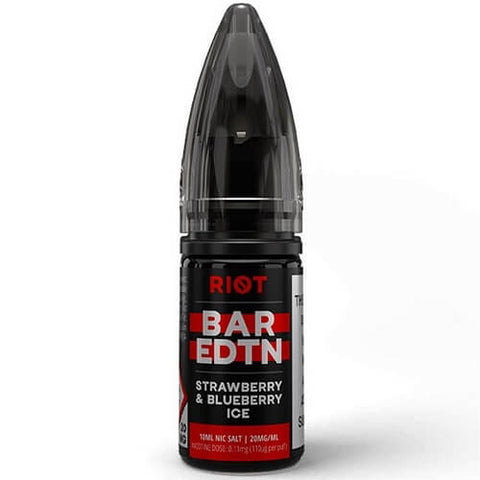 Riot Bar EDTN 10ml Nic Salt E-Liquid - Pack of 10 - Eliquid Base-Strawberry & Blueberry Ice