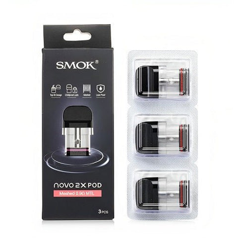 Smok Novo 2x Replacement Pod - Pack of 3 - Eliquid Base-Meshed MTL 0.9ohm