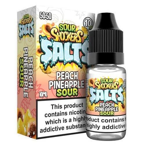 Sour Shockers Nic Salt 10ml E-Liquid - Pack of 5 -Peach Pineapple Sour