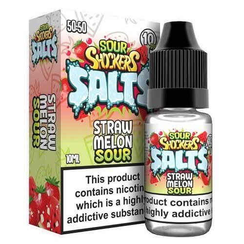 Sour Shockers Nic Salt 10ml E-Liquid - Pack of 5 -Straw Melon Sour