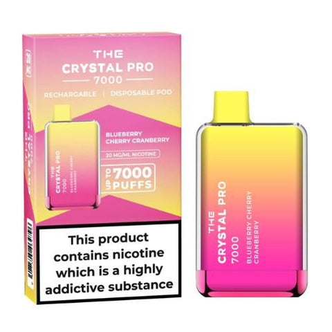 The Crystal Pro 7000 Disposable Vape Device - 20mg - Eliquid Base-Blueberry Cherry Cranberry