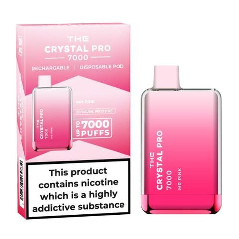 The Crystal Pro 7000 Disposable Vape Device - 20mg - Eliquid Base-Mr Pink