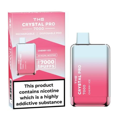 The Crystal Pro 7000 Disposable Vape Device 20mg - Pack of 3 - Eliquid Base-Cherry Ice