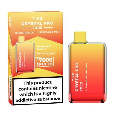The Crystal Pro 7000 Disposable Vape Device 20mg - Pack of 3 - Eliquid Base-Strawberry Banana