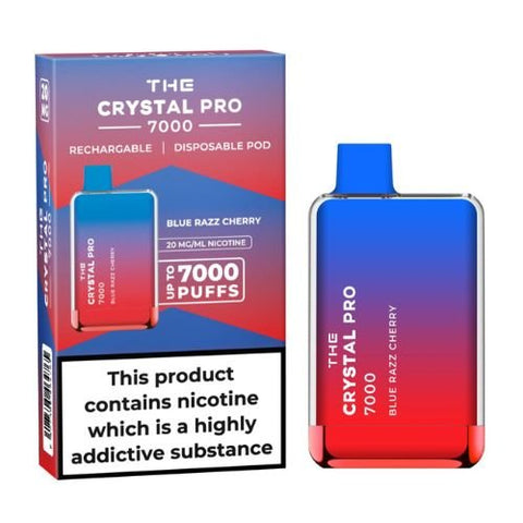 The Crystal Pro 7000 Disposable Vape Device 20mg - Pack of 3 - Eliquid Base-Blue Razz Cherry