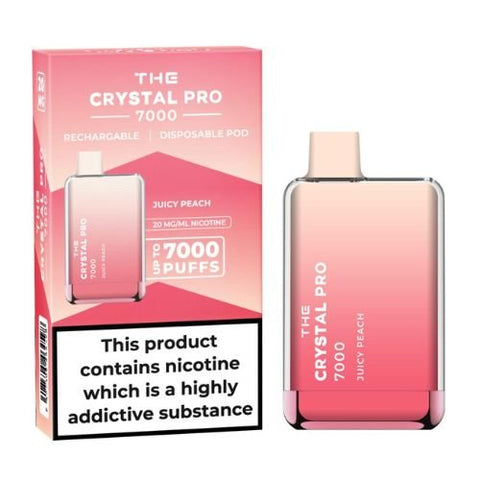 The Crystal Pro 7000 Disposable Vape Device 20mg - Pack of 3 - Eliquid Base-Juicy Peach