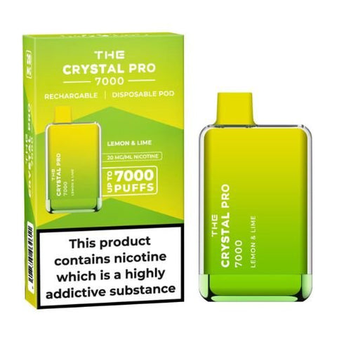 The Crystal Pro 7000 Disposable Vape Device 20mg - Pack of 3 - Eliquid Base-Lemon & Lime