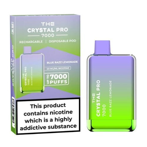 The Crystal Pro 7000 Disposable Vape Device 20mg - Pack of 3 - Eliquid Base-Blue Razz Lemonade