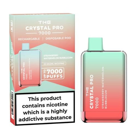 The Crystal Pro 7000 Disposable Vape Device 20mg - Pack of 3 - Eliquid Base-Strawberry Watermelon Bubblegum