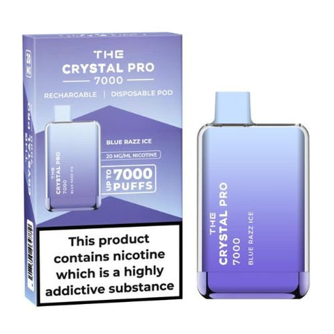 The Crystal Pro 7000 Disposable Vape Device 20mg - Pack of 3 - Eliquid Base-Blue Razz Ice