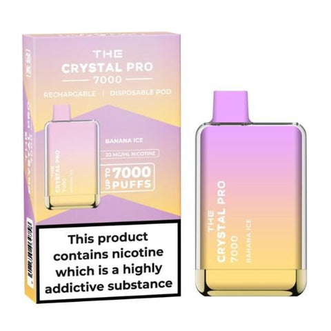 The Crystal Pro 7000 Disposable Vape Device 20mg - Pack of 3 - Eliquid Base-Banana Ice