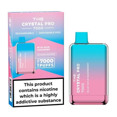 The Crystal Pro 7000 Disposable Vape Device 20mg - Pack of 3 - Eliquid Base-Blue Sour Raspberry