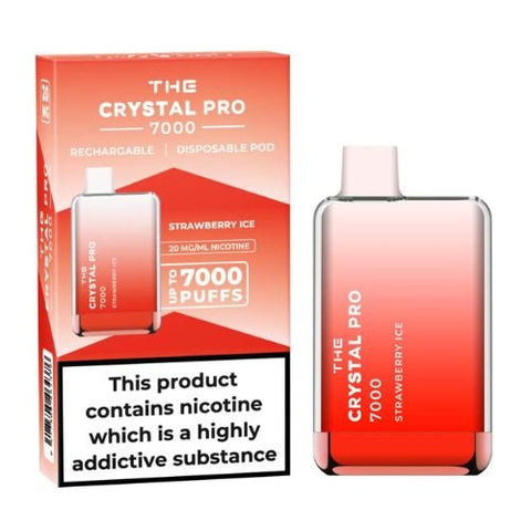 The Crystal Pro 7000 Disposable Vape Device 20mg - Pack of 3 - Eliquid Base-Strawberry Ice