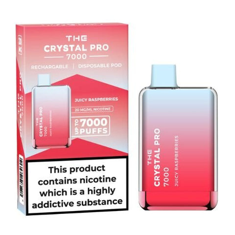 The Crystal Pro 7000 Disposable Vape Device 20mg - Pack of 3 - Eliquid Base-Juicy Raspberries