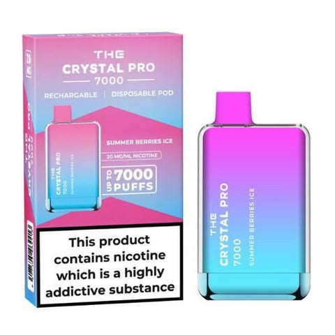 The Crystal Pro 7000 Disposable Vape Device 20mg - Pack of 3 - Eliquid Base-Summer Berries Ice
