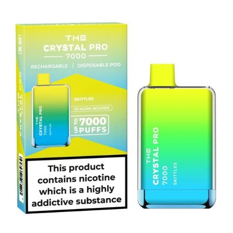 The Crystal Pro 7000 Disposable Vape Device 20mg - Pack of 3 - Eliquid Base-Skittles