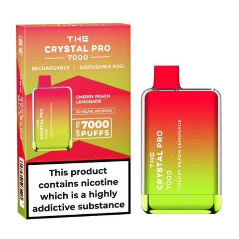 The Crystal Pro 7000 Disposable Vape Device 20mg - Pack of 3 - Eliquid Base-Cherry Peach Lemonade