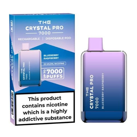 The Crystal Pro 7000 Disposable Vape Device 20mg - Pack of 3 - Eliquid Base-Blueberry Raspberry