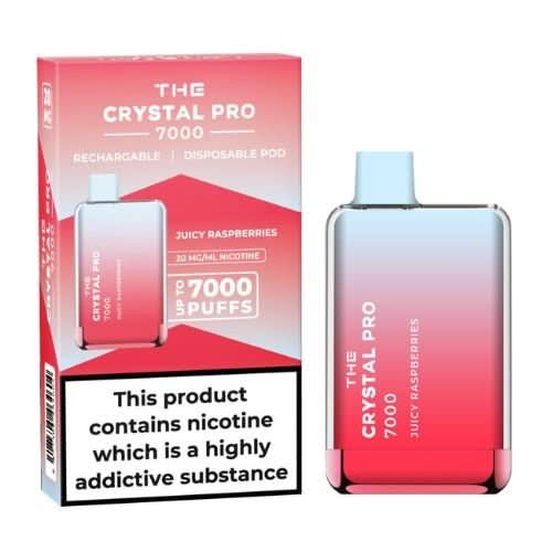 The Crystal Pro 7000 Disposable Vape Device -Juicy Raspberries
