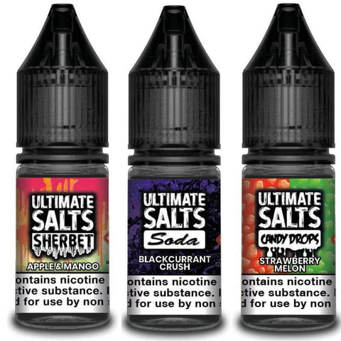 Ultimate Salts 10ml Nic Salt E-Liquid All Ranges (3x) - Eliquid Base-Apple & Mango Sherbet