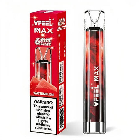 Vfeel Max 600 Puff Disposable Vape Pod Device - 20MG - Eliquid Base-Watermelon
