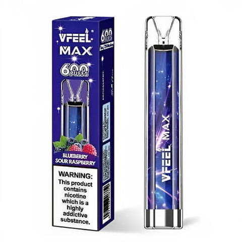 Vfeel Max 600 Puff Disposable Vape Pod Device - 20MG - Eliquid Base-Blueberry Sour Raspberry