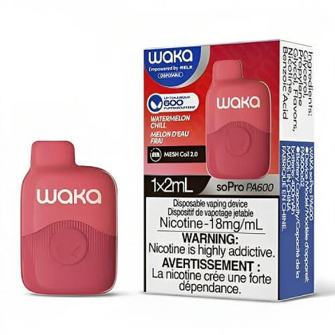 Waka soPro PA600 Disposable Vape Pod Device - 20MG - Eliquid Base-Watermelon Chill
