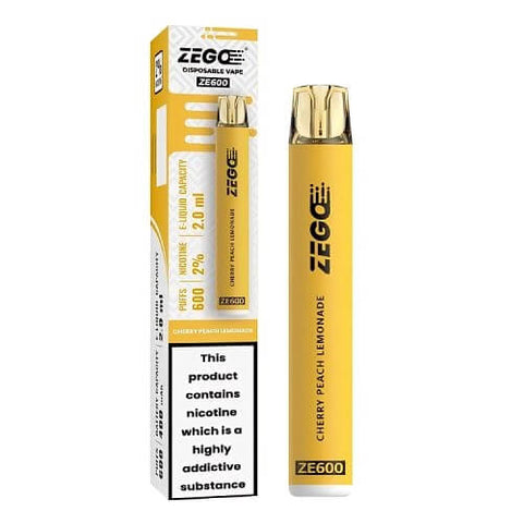 Zego Ze600 Disposable Vape Pod Device - 20MG - Eliquid Base-Cherry Peach Lemonade