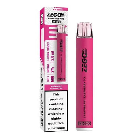 Zego Ze600 Disposable Vape Pod Device - 20MG - Eliquid Base-Strawberry Raspberry Ice