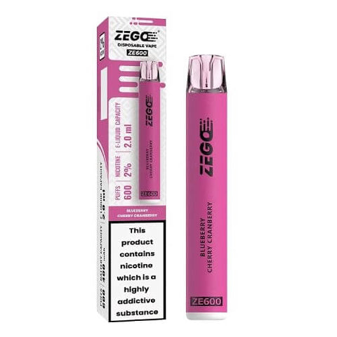 Zego Ze600 Disposable Vape Pod Device - 20MG - Eliquid Base-Blueberry Cherry Cranberry