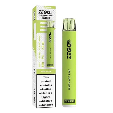 Zego Ze600 Disposable Vape Pod Device - 20MG - Eliquid Base-Lemon & Lime
